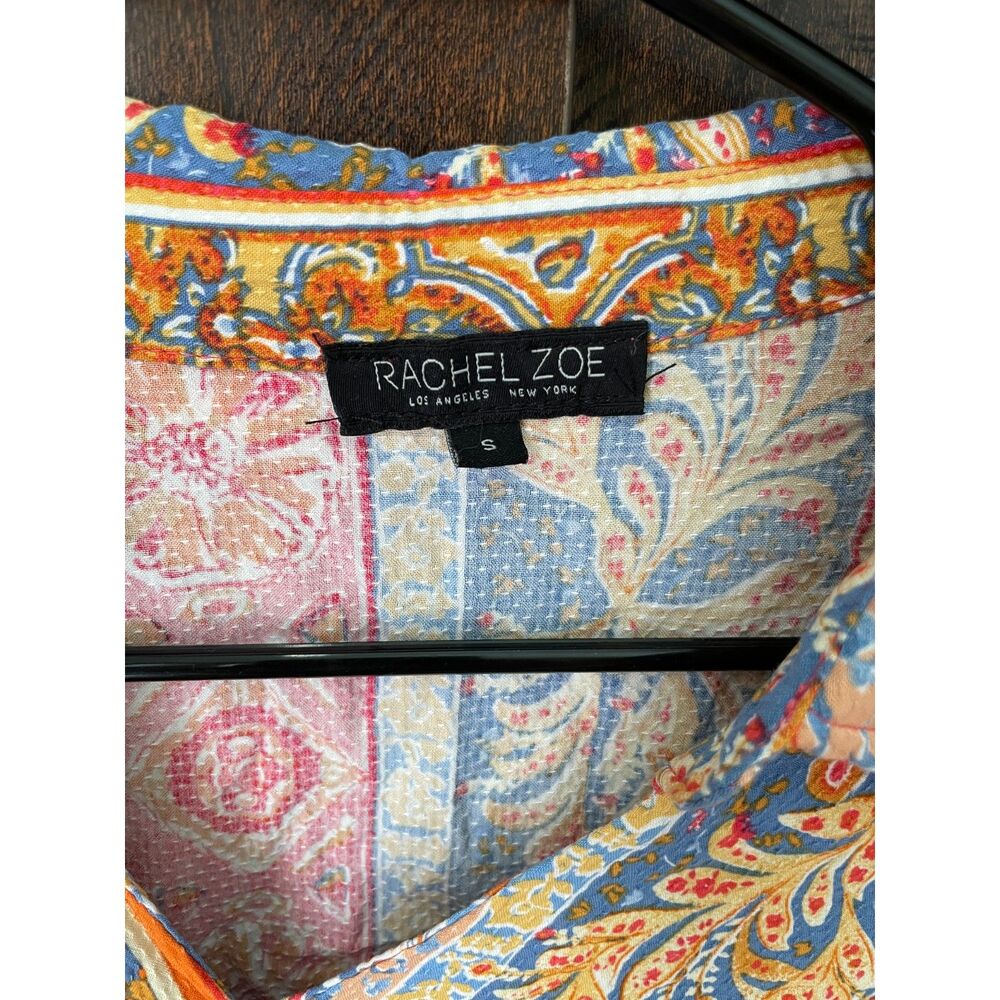 Rachel Zoe Paisley Patchwork Print Cropped Button Front Shirt Size S - Picture 2 of 4